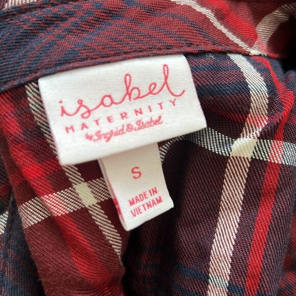 Isabel Maternity Plaid Long Sleeve Button Up Top - Picture 4 of 5
